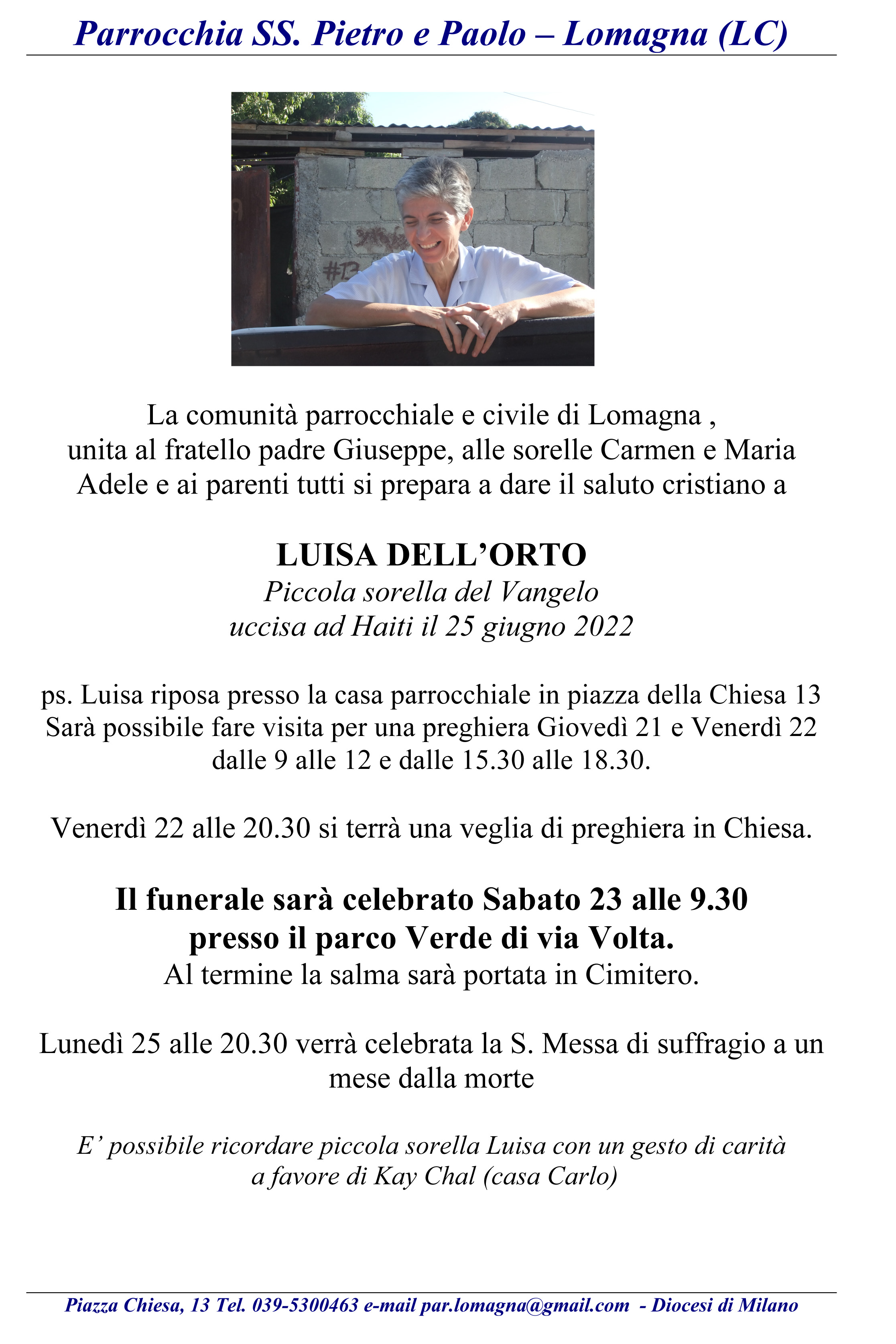 Saluto a Ps Luisa a Lomagna